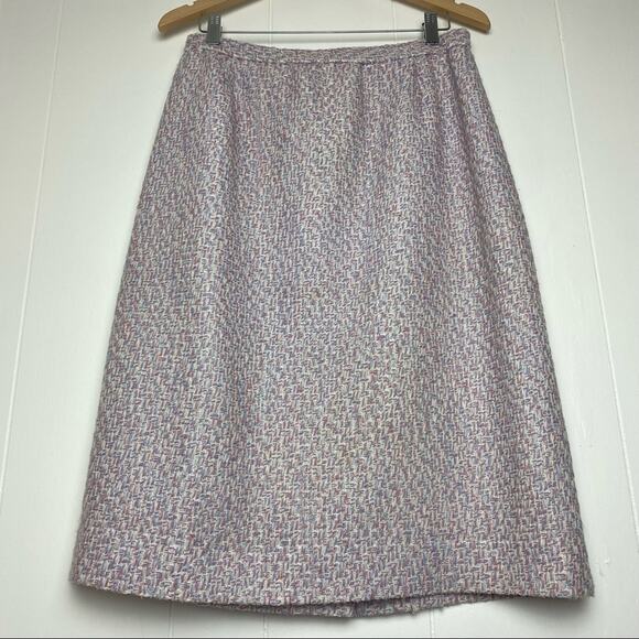 Vintage Pink Blue & White Spring Tweed A-line Pencil Skirt Women’s Size Large - Picture 11 of 14